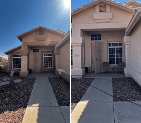 Before and after painting of a house