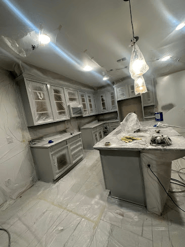 Kitchen with new paint and cabinets