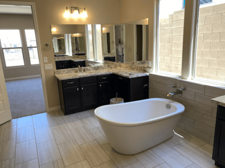 Modern bathroom with new paint and fixtures