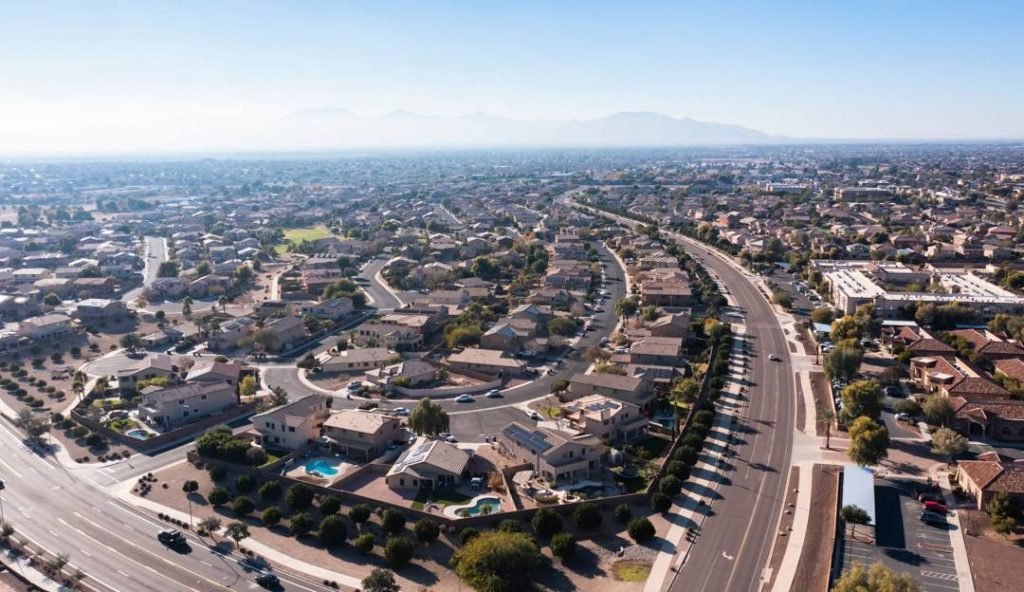 Aerial view of a residential area in Surprise, Arizona